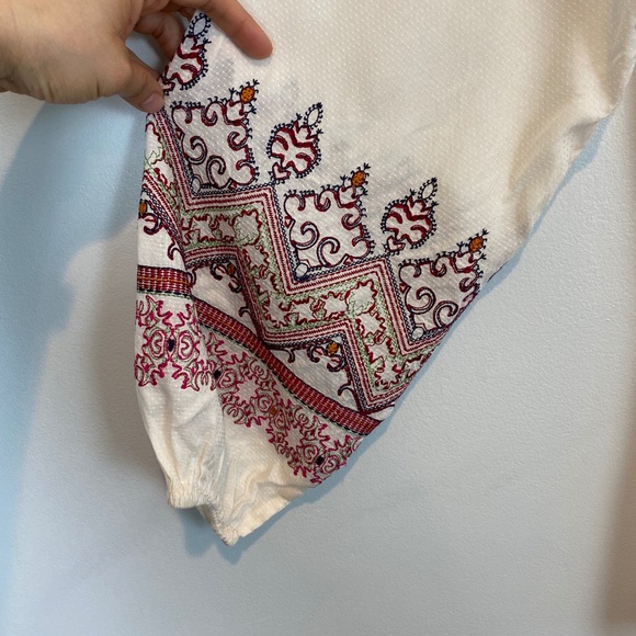 Peasant Tunic Dress Embroidered Balloon Sleeves L - Picture 8 of 10